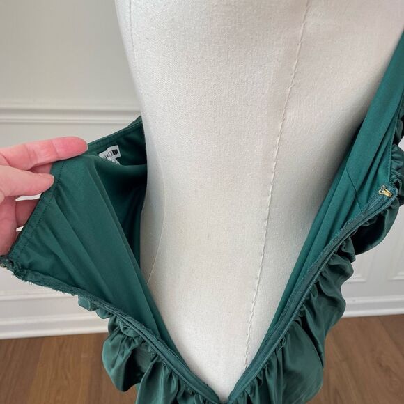 Fashion Nova When In Rome Rosette Satin Midi Dress Hunter Green L - Picture 7 of 8